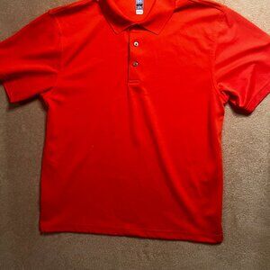 PGA Tour Men Large Coral Airflux‎ 3 Button Collar Short Sleeve Active Golf Polo